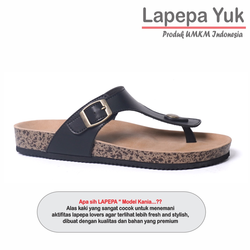 LAPEPA YUK - Sandal Wanita Casual Model Jepit Birken Sol Puyuh KANIA ALL COLOR Sendal Cewek Kulit Santai Japit Gesper Empuk Warna Black Hitam Putih Sandal Capit Perempuan Anti Slip Premium Original Kekinian Terbaru Shoes ORI Mall Official Store