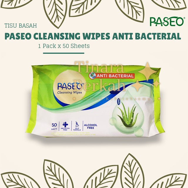 Tissue PASEO Cleansing Wipes Anti Bacterial 50 Sheet / Tisu Basah Tissu Sanitizing