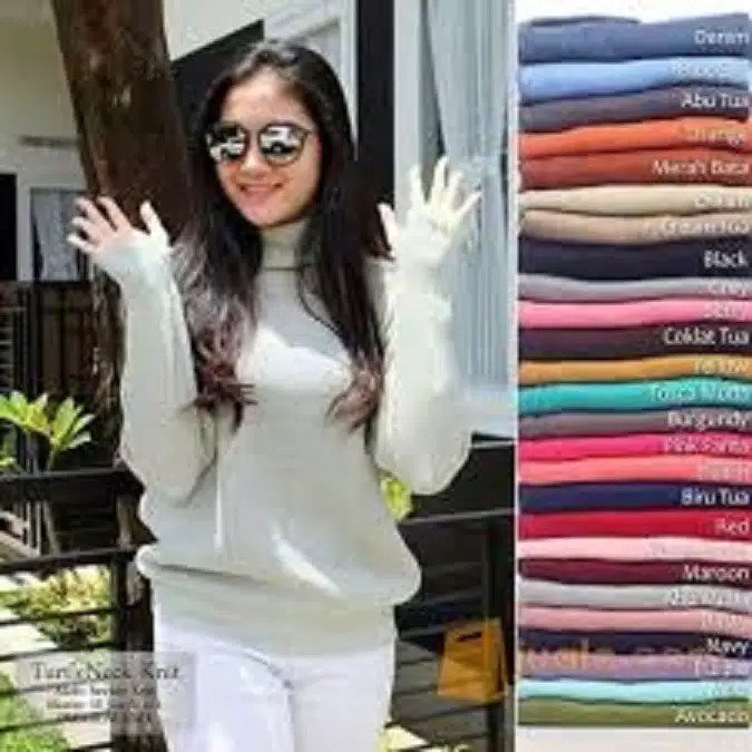 mc SWEATER ROUNDHAND TURTLENECK  RAJUT  WANITA baju  rajut  