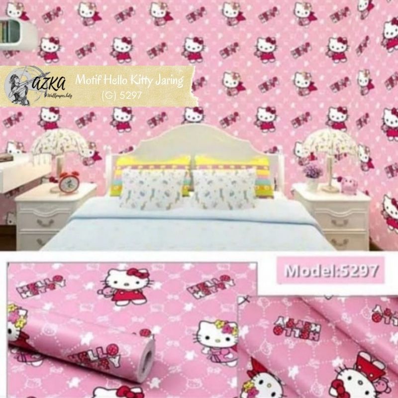 WALLPAPER STICKER MOTIF HELLO KITY 10 Mtr X 45 Cm gh033 / gh034