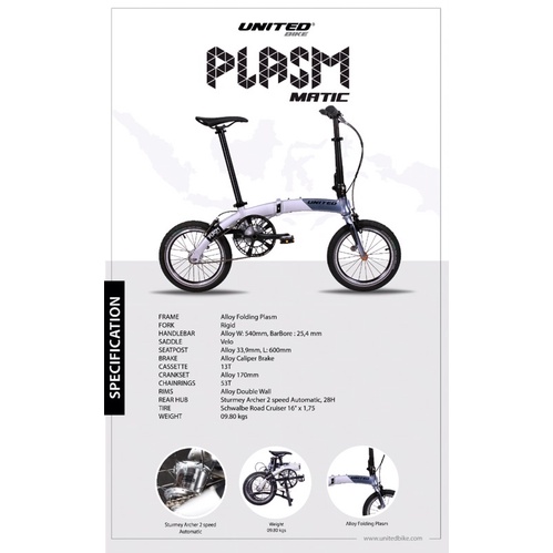 Sepeda Lipat Folding Bike 16 United Plasm