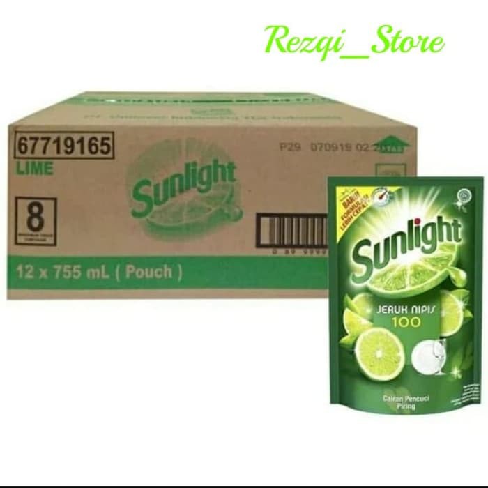 Sabun Cuci Piring Sunlight 100 Jeruk Nipis 1 Dus isi 12 Pcs 755 Ml