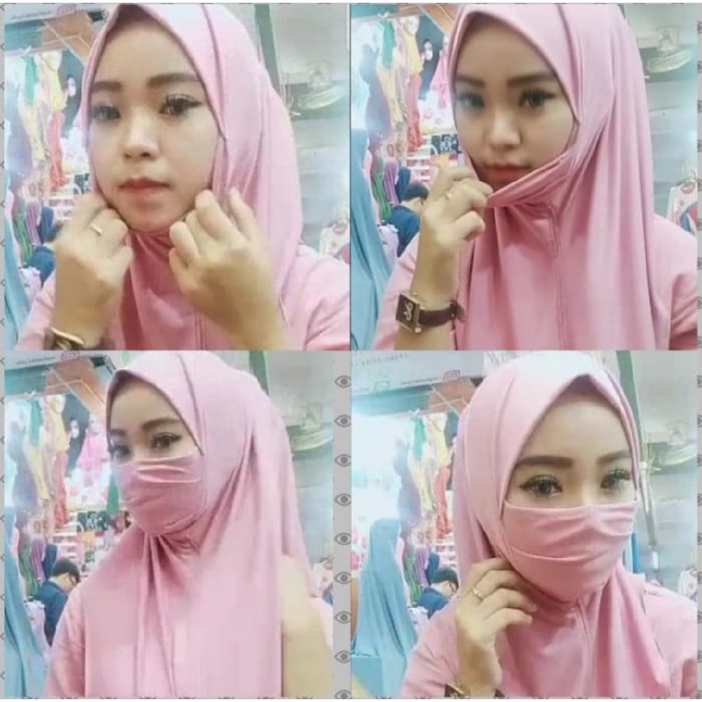 Kerudung Masker Hijab Instant Jersey Jilbab Niqob Cadar Non Pet