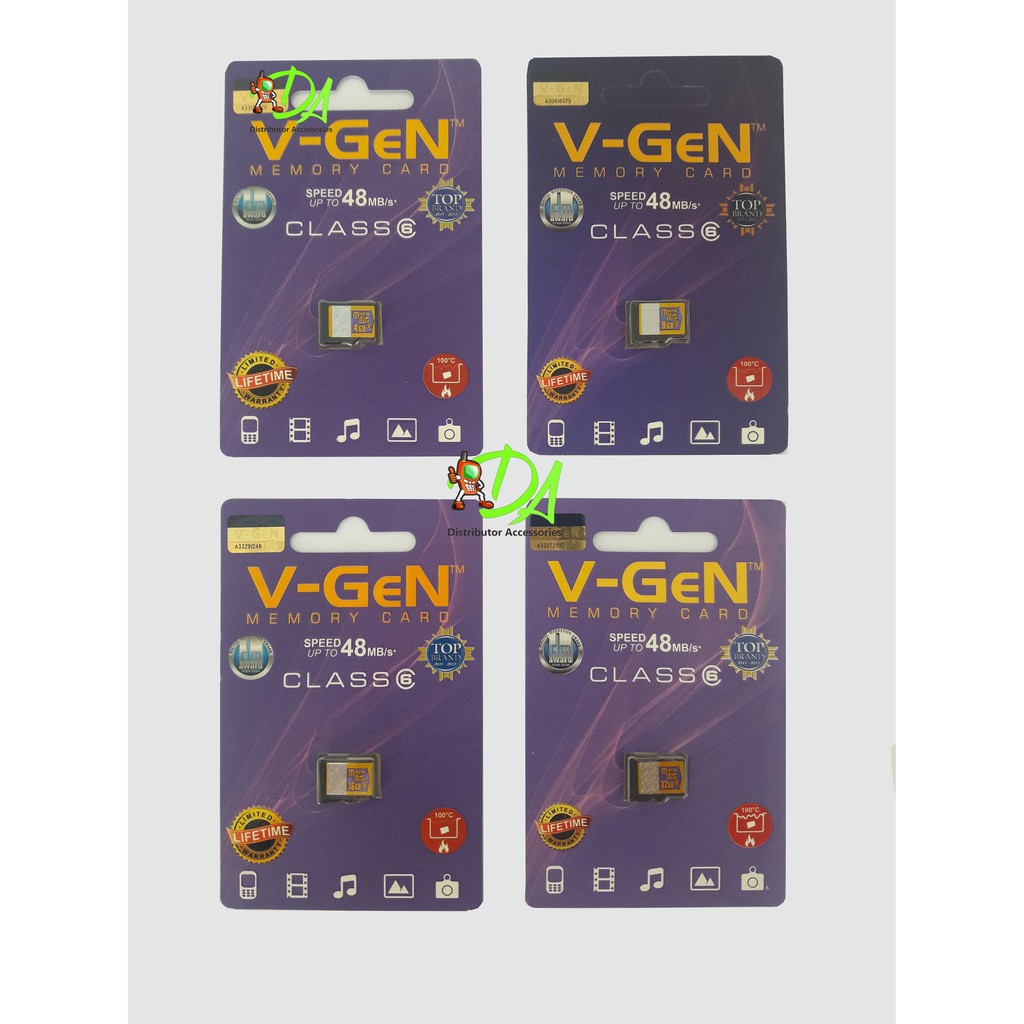 Micro SD VGen 4Gb/8Gb/16Gb/32Gb class 6 original Vgen garansi lifetime Vgen/memori HP CCTV ori V-Gen