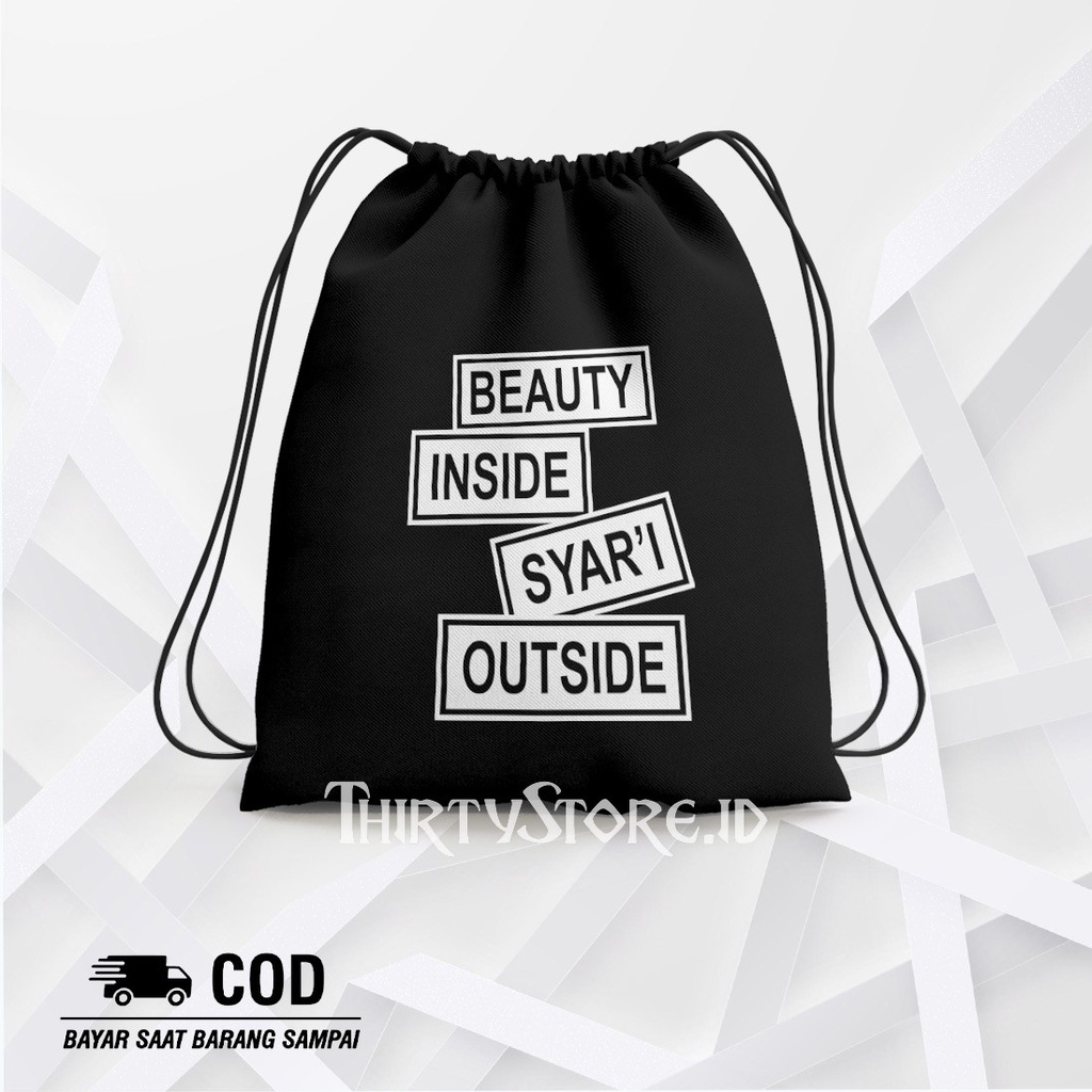 Tas Serut String Bag Beauty Inside - Drawstring Bag Waterproof | Thirty Store.Id