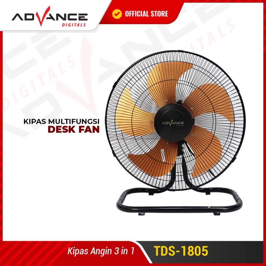 Kipas Angin 3in1 Stand/Desk/Wall Advance TDS-1805 Kipas Angin Tornado | Advance TDS1805 Kipas 18inch - Kipas Berdiri - Kipas Duduk - Kipas Dinding Advance TDS 1805 | FMS