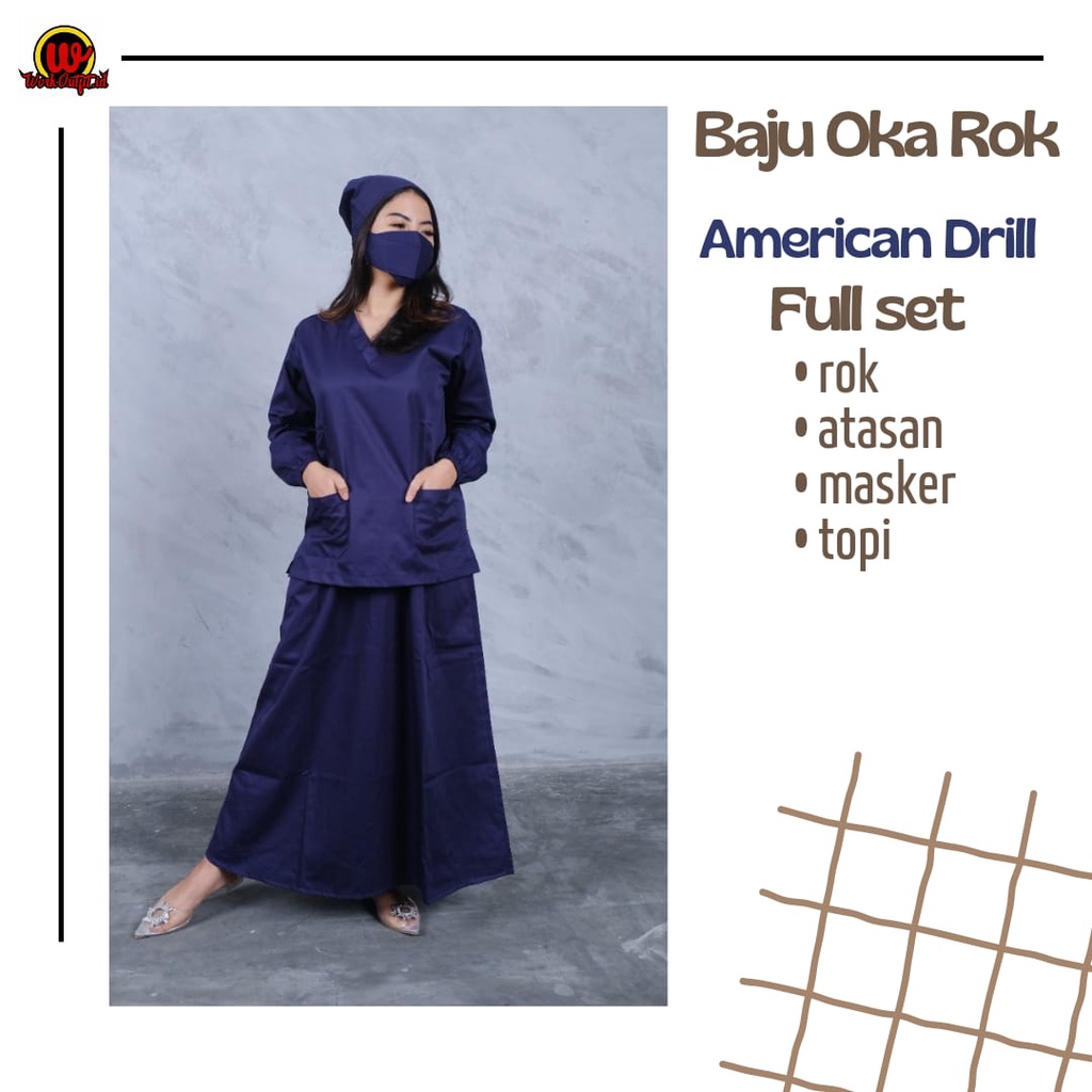 Baju Ok Oka Rok American Drill | Baju Jaga APD Dokter Perawat Petugas Medis