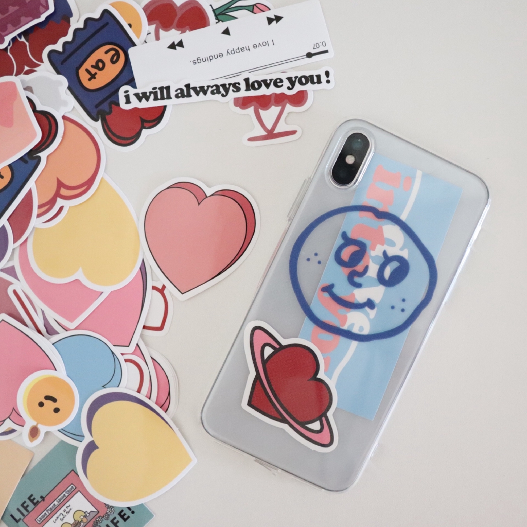 Mazzzzy Korea ins cherry love muffin lucu gadis jantung akun tangan bahan stiker stiker dekoratif