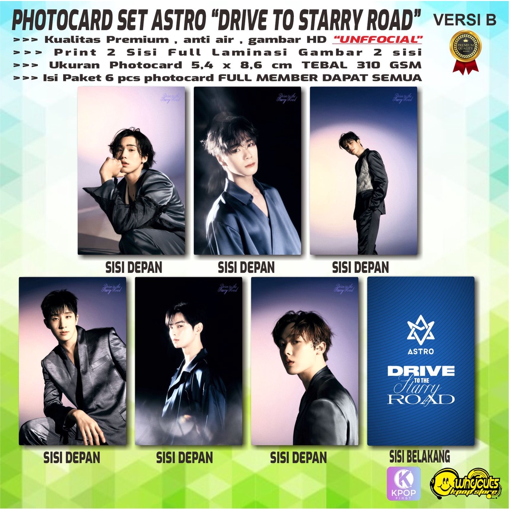 PHOTOCARD FULL SET PC KPOP PREMIUM ASTRO / DRIVE TO STARRY ROAD / PRINT 2 SISI / FULL LAMINASI GLOSSY / ANTI AIR DAN TIDAK LUNTUR