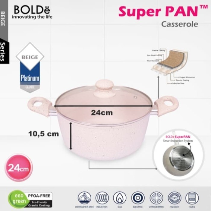 BOLDE Super Pan Casserole 24 cm (Beige / Black Pink)