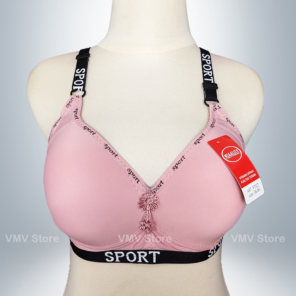 Bra Sport Jumbo Cup C Tanpa Kawat Kait 3 Model Sporty Nyaman Bahan Lembut Tersedia Warna Biru Abu Fa