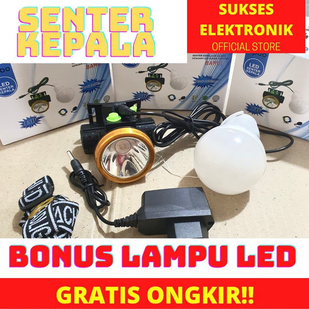 Jual Senter Kepala Cas Mikachi Plus Lampu Led Vipoo Watt Shopee