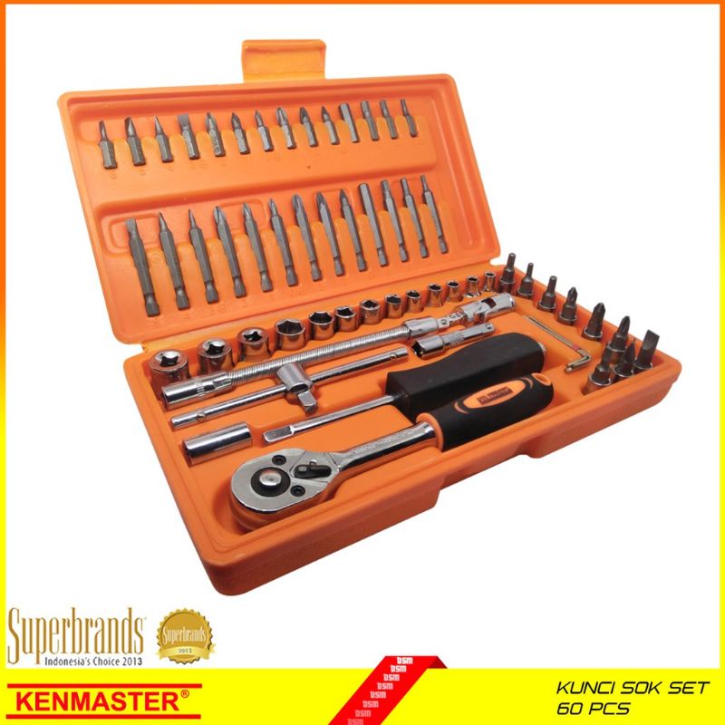 Kenmaster ,  38 , 60 PCS , Kunci Sok  , Set  , Premium Professional , Socket Wrench