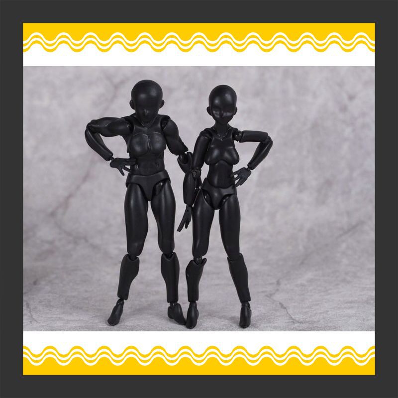 Action Figure Impor Huong Anime 13 Cm Figma Acgn Sosok Garage Perempuan Laki-laki Hitam Warna Dicat