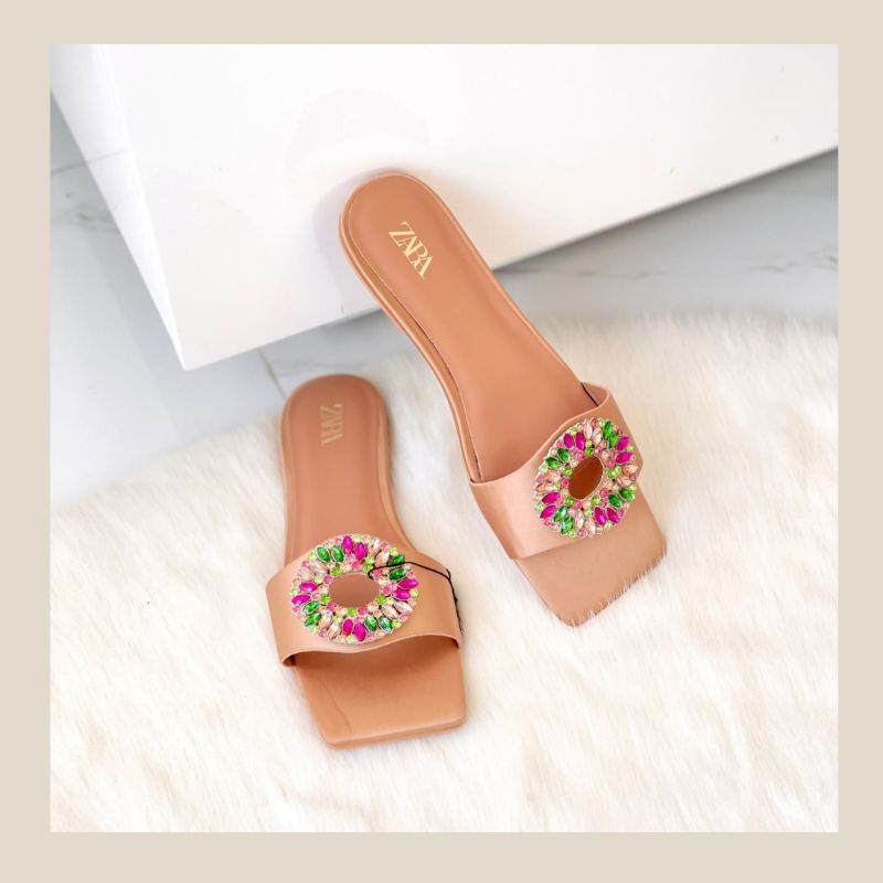 Sendal flat zara wanita import