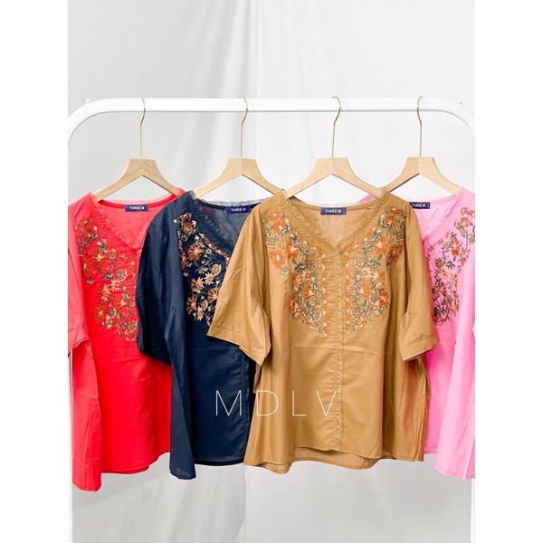 MDLV ~ 5072 Jocelynn Embroidered Top Atasan Blouse Wanita Fashion import