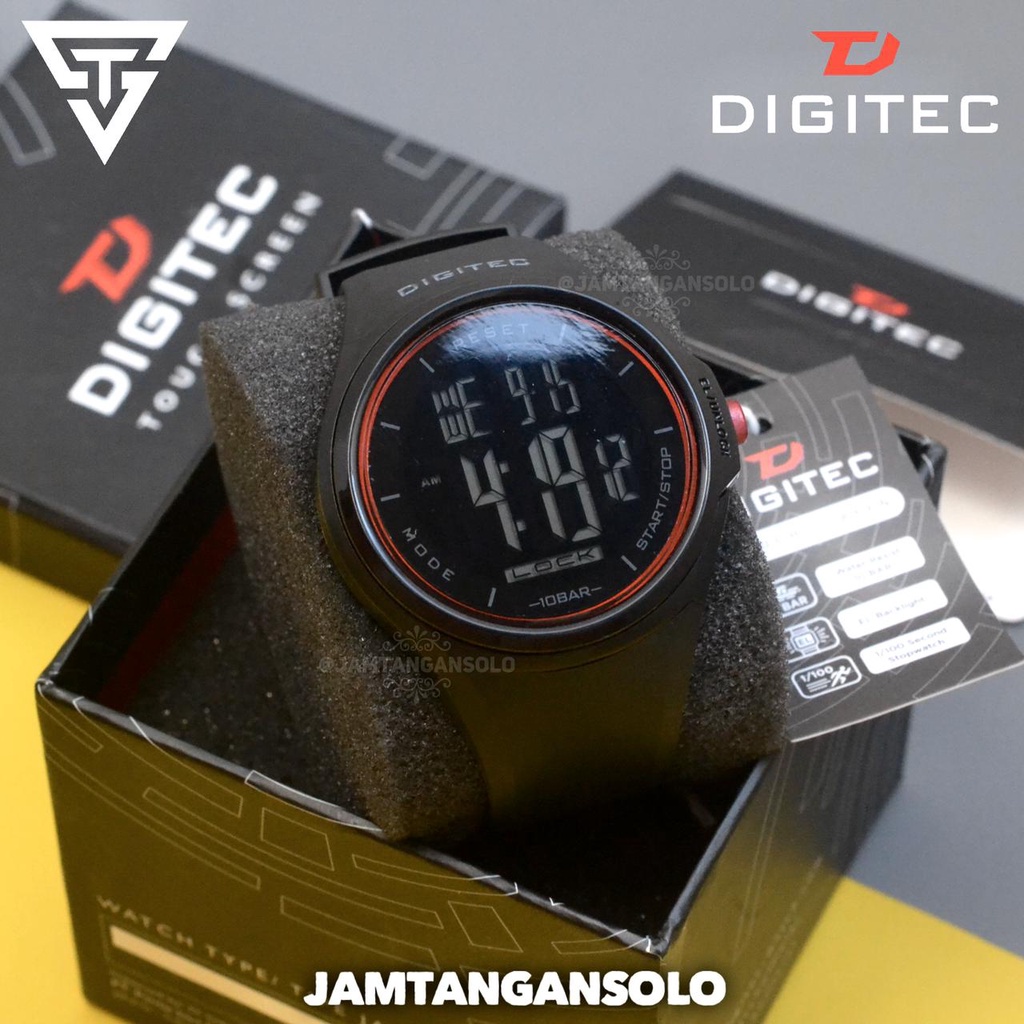 JAM TANGAN DIGITEC TOUCH SCREEN ORIGINAL WATER RESIST PRIA DIGITAL STOPWATCH ALARM TIMER TANGGAL LED