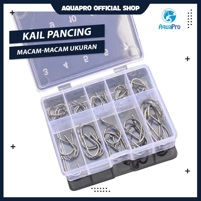 Paket Kail Pancing 1054 Fishing Hook Ten Division No 3-12 Set Mata Kail Pancing Bahan Baja Karbon Dan Stainless Steel