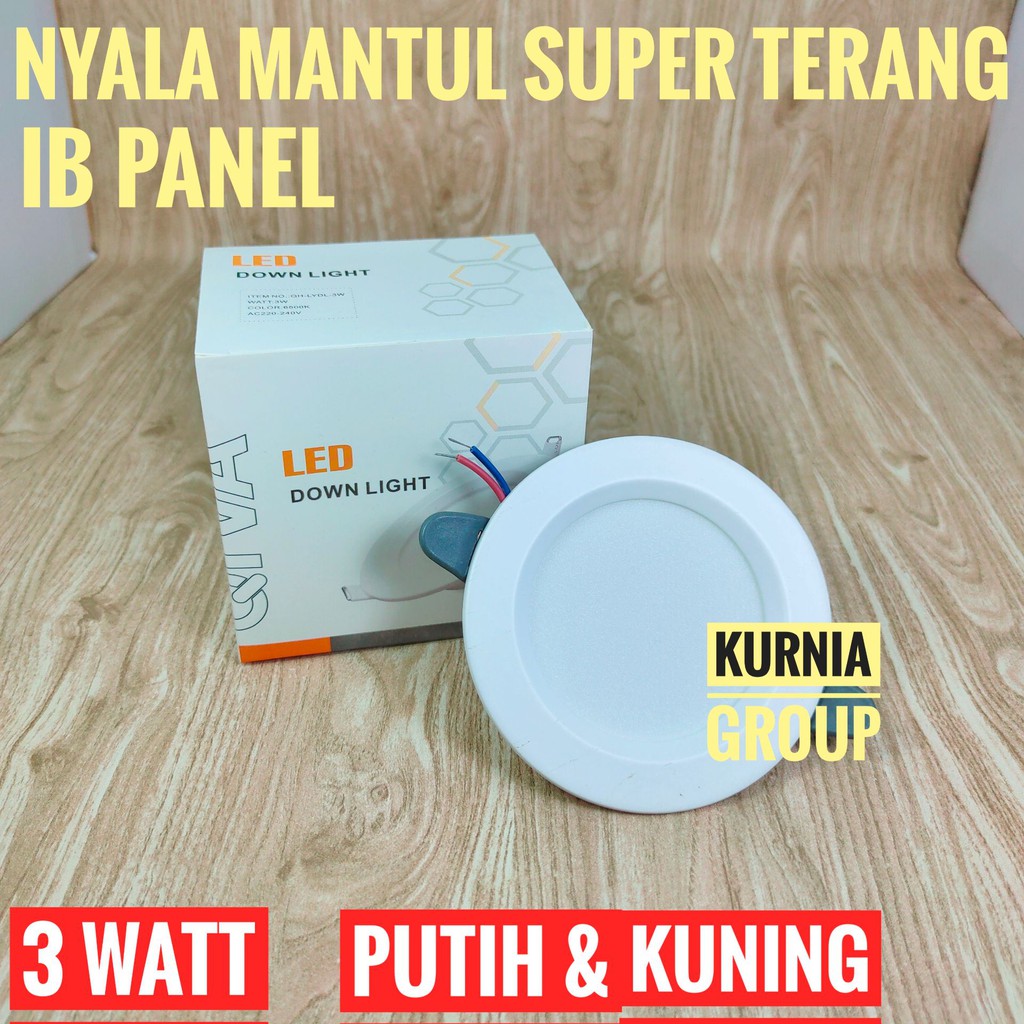 DOWNLIGHT LED 7W IB PANEL 2.5inc PUTIH &amp; WARM 7WATT BULAT  LAMPU POJOK PLAFON DROP CEILING TERMURAH