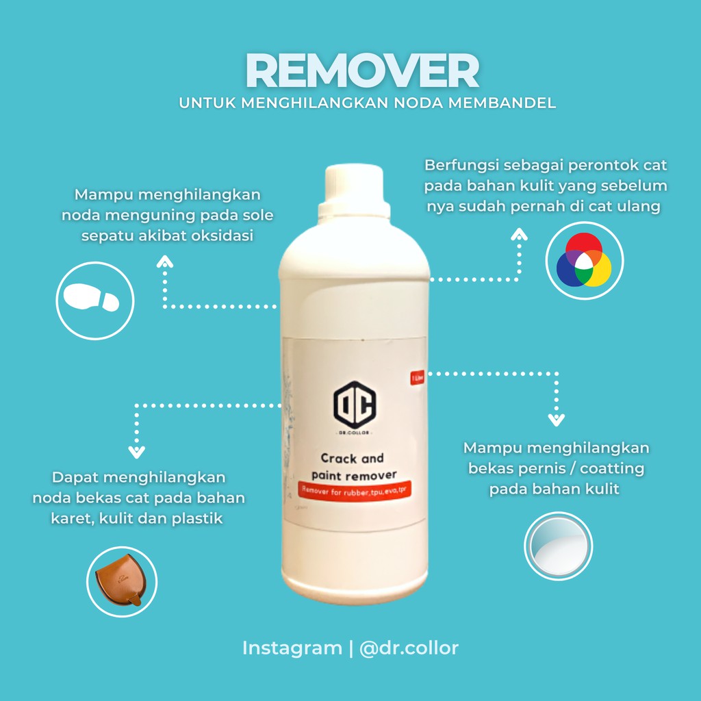 Paint Remover 1 Liter penghilang tinta , transfer warna  dan noda ringan pada bahan karet , kulit