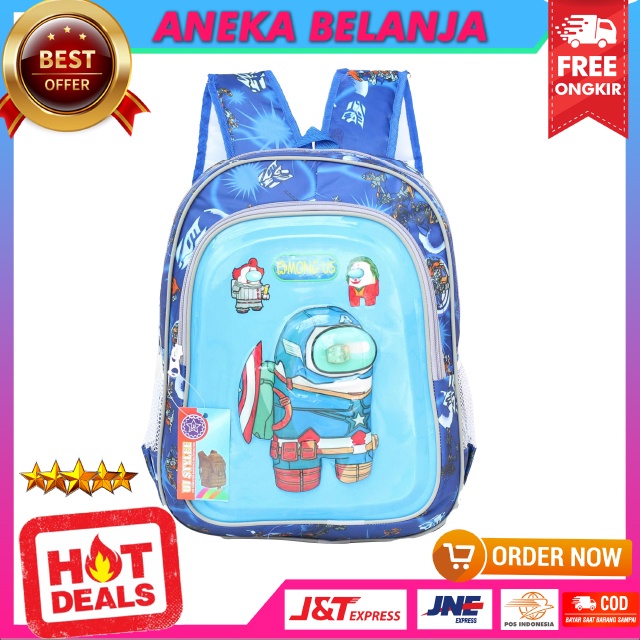 Tas Sekolah Anak Lampu Motif Among Us Biru Cocok Untuk Anak Laki-Laku Imut Lucu Harga Terjangkau