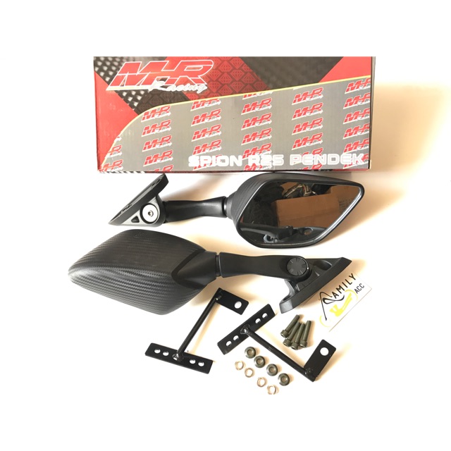 Spion R25 Karbon Tangkai Pendek MHR Kaca Bening for Motor Yamaha Nmax 155 By MHR