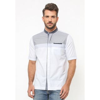 LGS Baju Koko Lengan Pendek Motif illusion Putih LGS Baju Koko Lengan Pendek Motif illusion Putih
