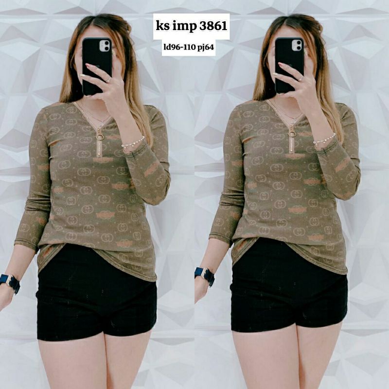 Kaos wanita lengan panjang motif chanel 3861 imp