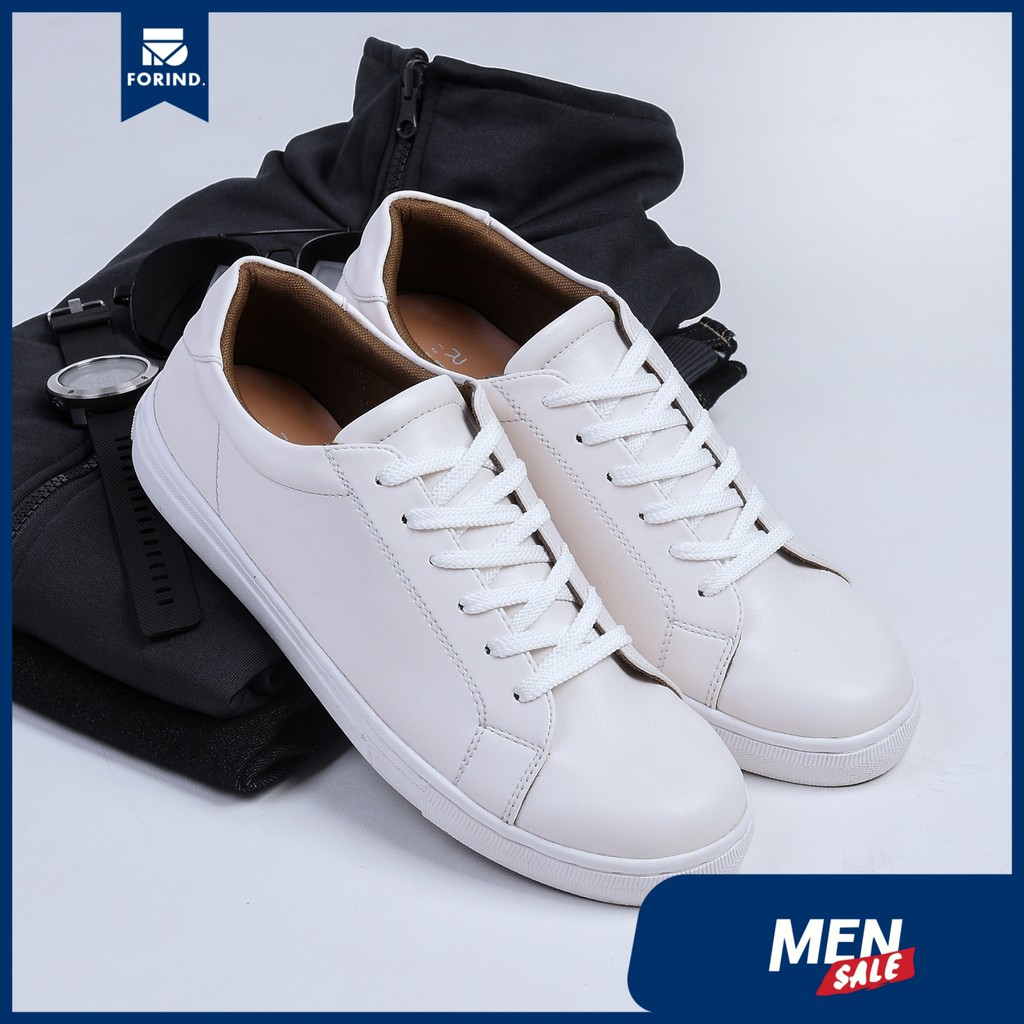 Mediant White | Sepatu Sneakers Casual Jalan Kasual Polos Ori Pria New Cowok Footwear | FORIND Reyl