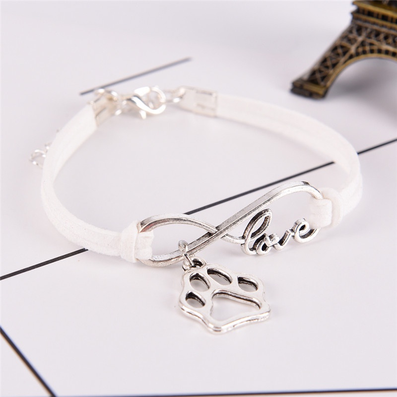 Gelang Tangan Motif Hewan Anjing / Kucing / Beruang Infinity Untuk Wanita