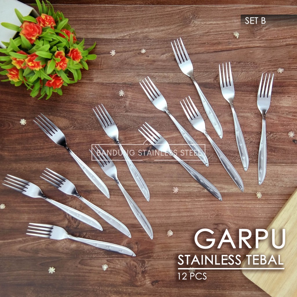 12pcs sendok garpu tebal stainless steel spoon fork 18cm