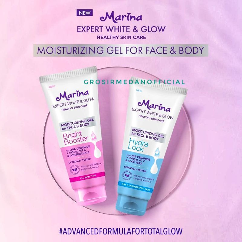 MARINA MOISTURIZING GEL FOR FACE AND BODY - BRIGHT BOOSTER PELEMBAB WAJAH DAN TUBUH