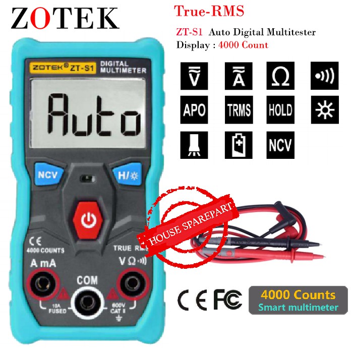 Zotek ZT-S1 4000 Auto Count Digital Multimeter Tester Autoranging True RMS With NCV ZTS1 Original