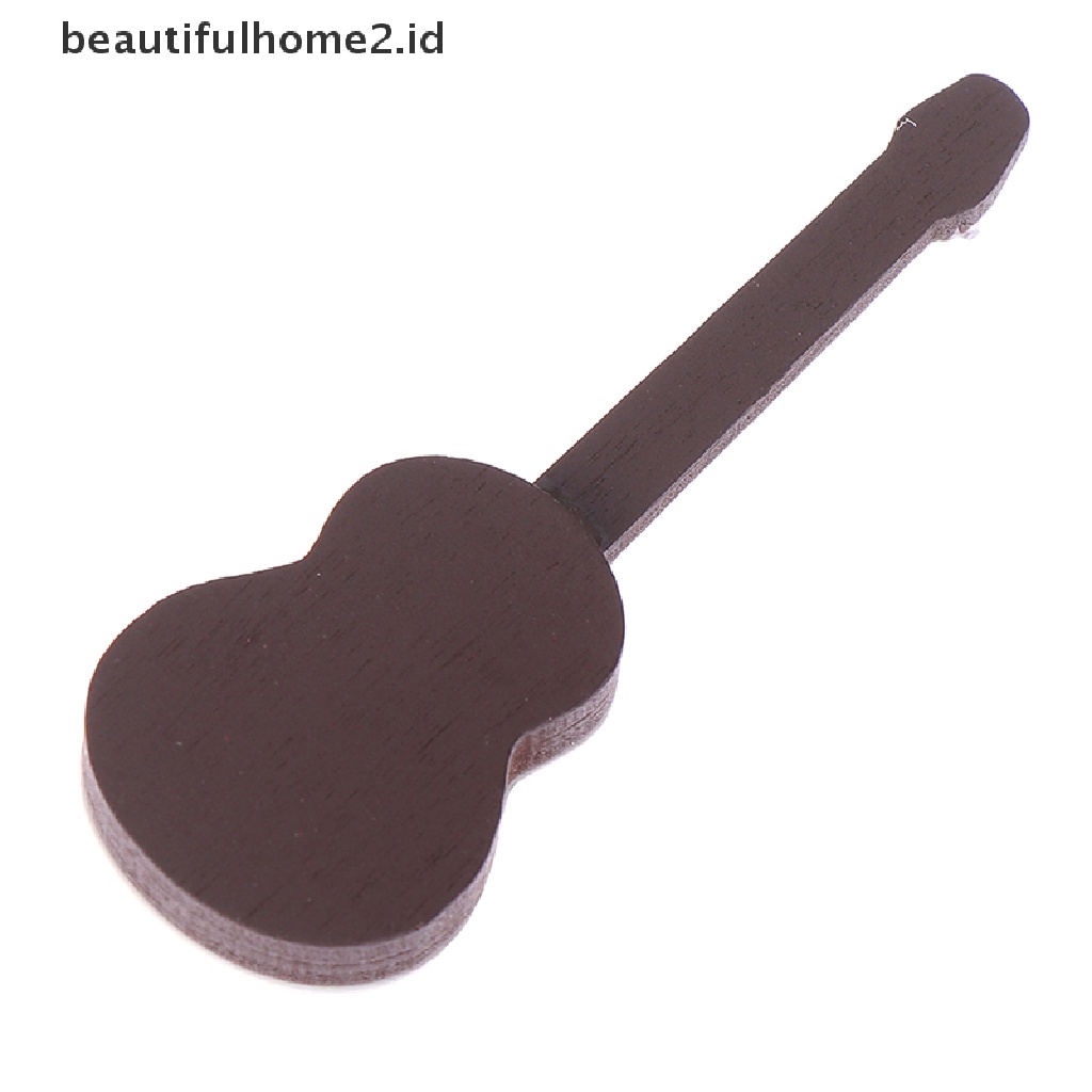 (beautifulhome2.id) Miniatur Gitar Skala 1: 12 Untuk Aksesoris Rumah Boneka