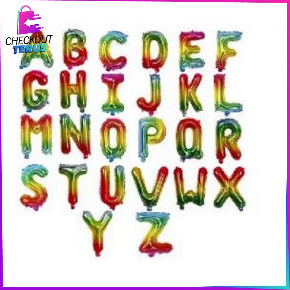 CT C390 Ballon Foil Gradient Polos Abjad Alphabet Balon Huruf A-Z Balon Foil Angka 0-9 Balon Foil Huruf Abjad Alphabet Polos Perlengkapan Pesta Ulang tahun