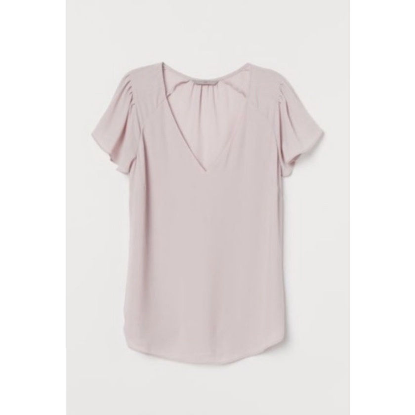 Blouse HnM Women Basic V Neck Peach Wanita Pink Salem