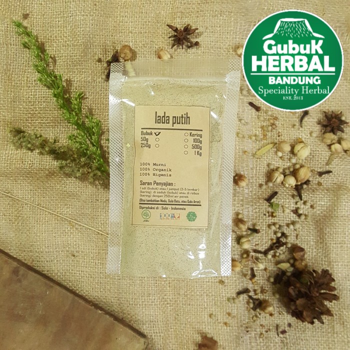 

LADA PUTIH MERICA BUBUK 100 GRAM - Piper Albi Linn - MURNI TANPA GULA - BUBUK HALUS