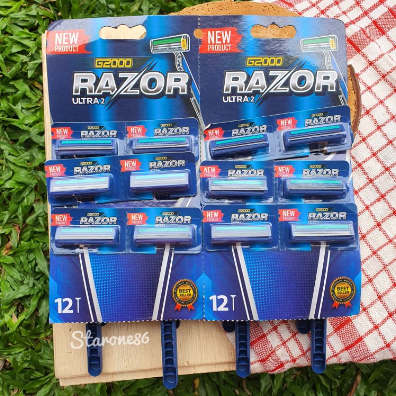 STARONE86||Alat Cukur Kumis Jenggot Ketiak Bulu Kaki 2 Mata Pisau/Trimmer Razor Biru Kumis Jenggot T