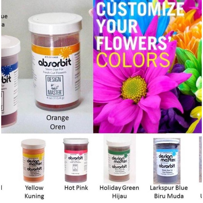 

[TERLARIS] ABSORBIT FLOWER DYE PEWARNA BUNGA BUBUK BARANG FLORIST AKSESORIS