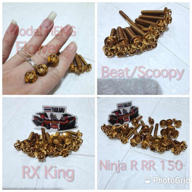 BAUT PROBOLT MODEL HENG FLOWER CVT BLOK MESIN BEAT SCOOPY RX KING NINJA R RR 150 HARGA 1SET