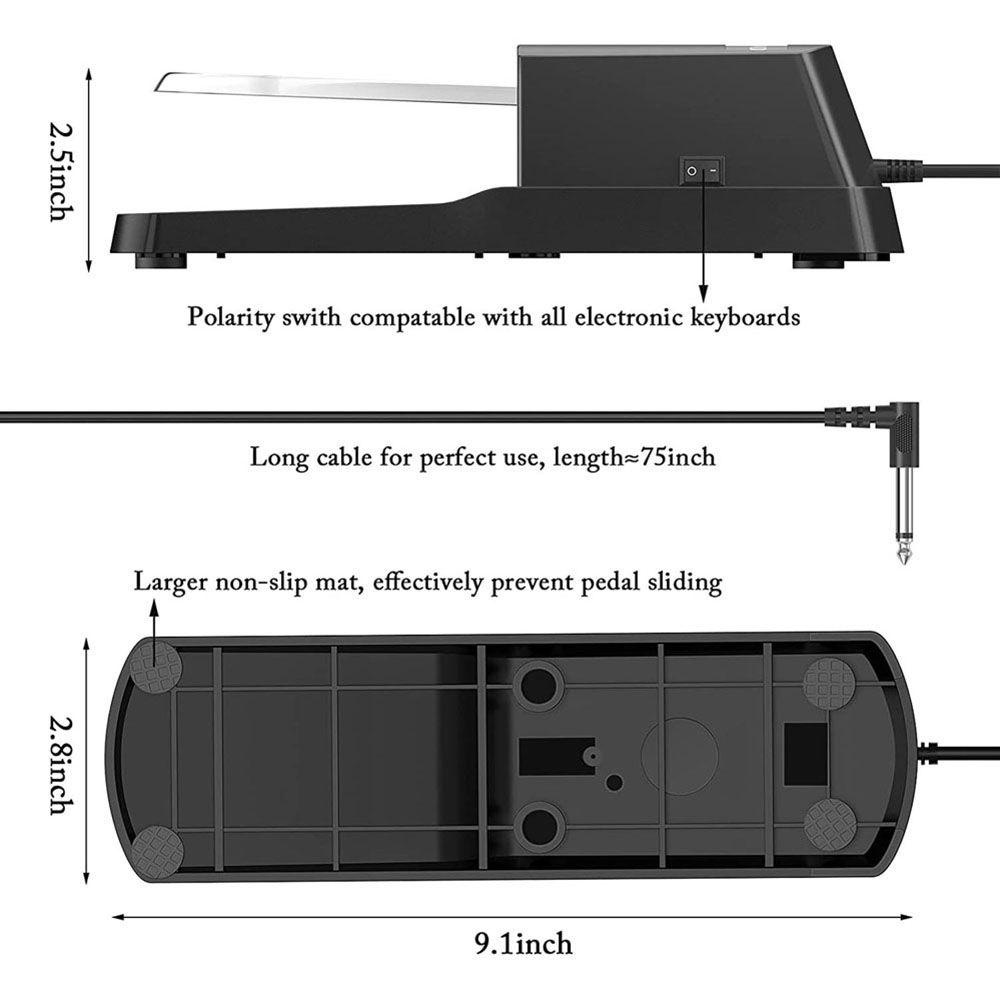 [Elegan] Sustain Pedal Universal Saklar Hitam Keyboard Drop Untuk Piano Elektrik Untuk Peredam Keyboard