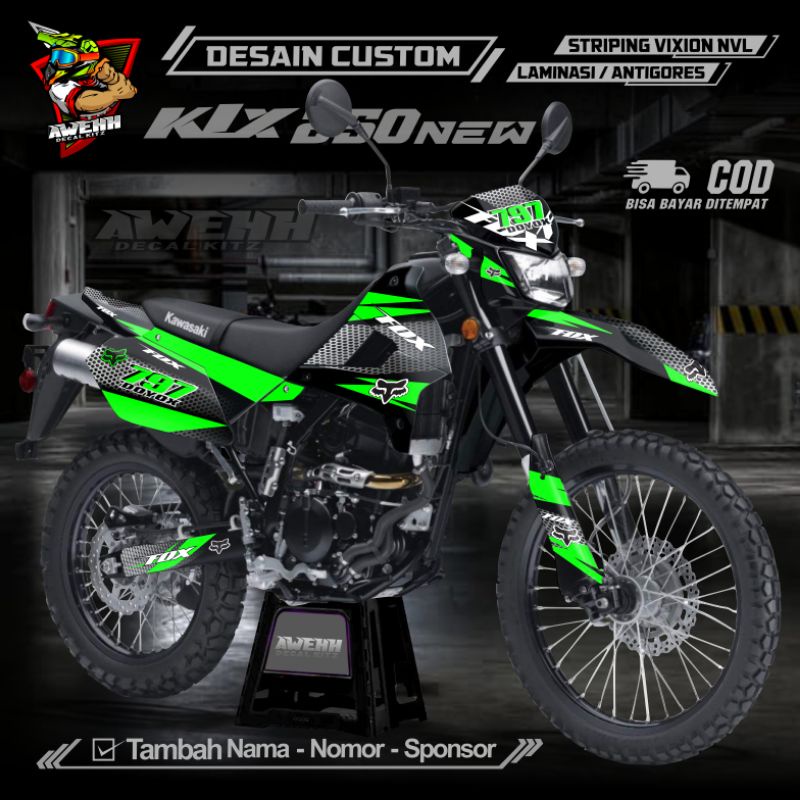 DECAL STIKER KLX 250 HIJAU DESAIN CUSTOM