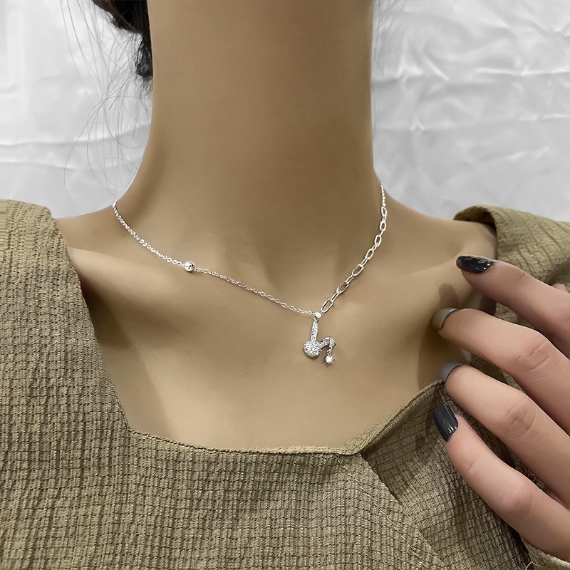 Kalung Rantai Liontin Kelinci Lucu Hias Berlian Zircon Ala Korea Untuk Wanita
