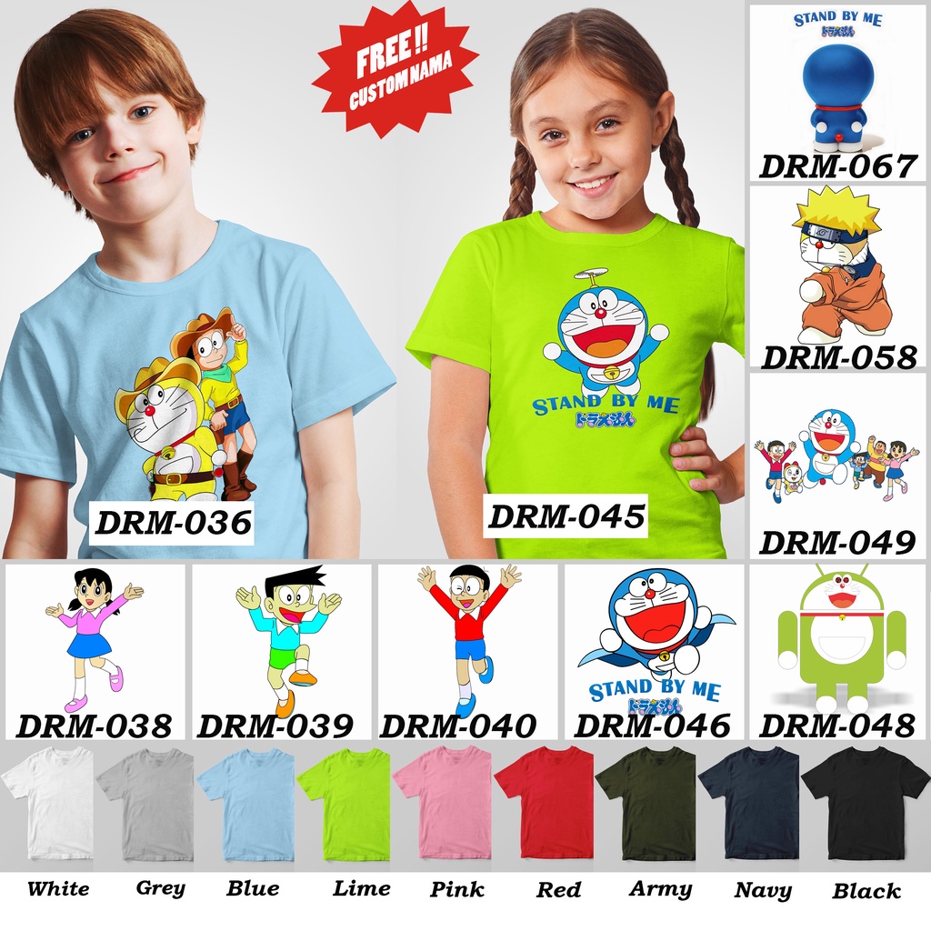 [FREE NAMA !!] Kaos Anak &amp; Family Doraemon 100% COTTON PREMIUM