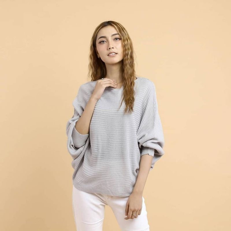 Blouse Batwing Rajut / Sweater Batwing Rajut Oversize / Atasan Rajut Bluse Batwing Kalong Bahan Rajut