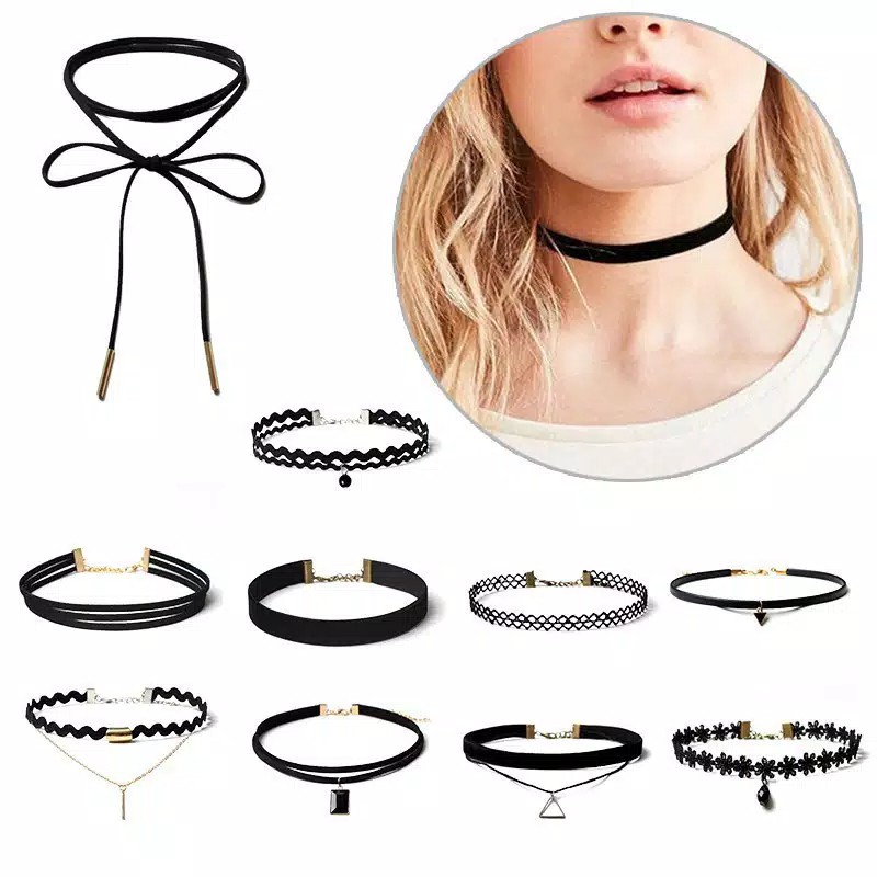 Kalung Chokers Korean Style (1 Set / Isi 10pcs) Terlaris !!