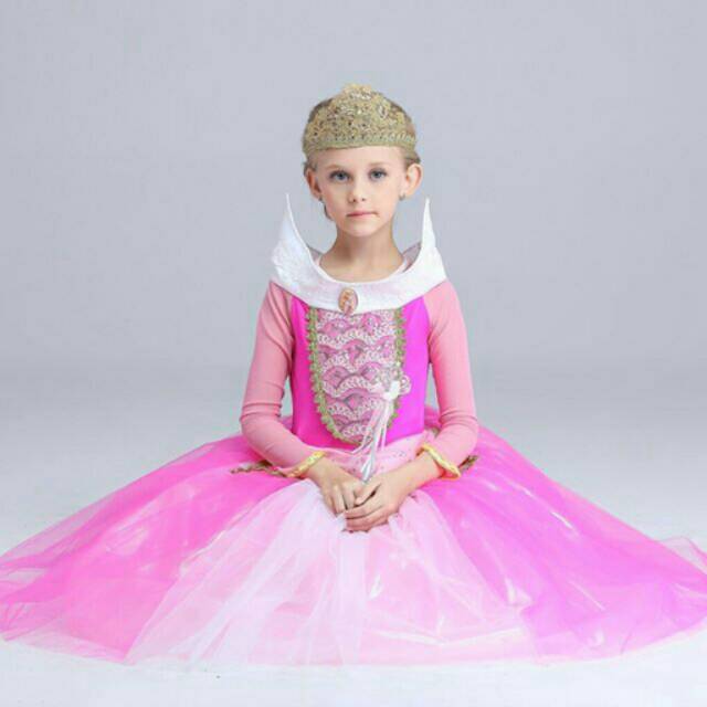 PREMIUM NEW AURORA TYPE B DRESS / gaun princess aurora / kostum halloween anak import