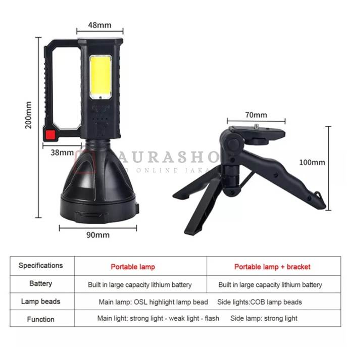 HS838 Senter LED Jarak Jauh Super Terang Tripod Waterproof IPX5