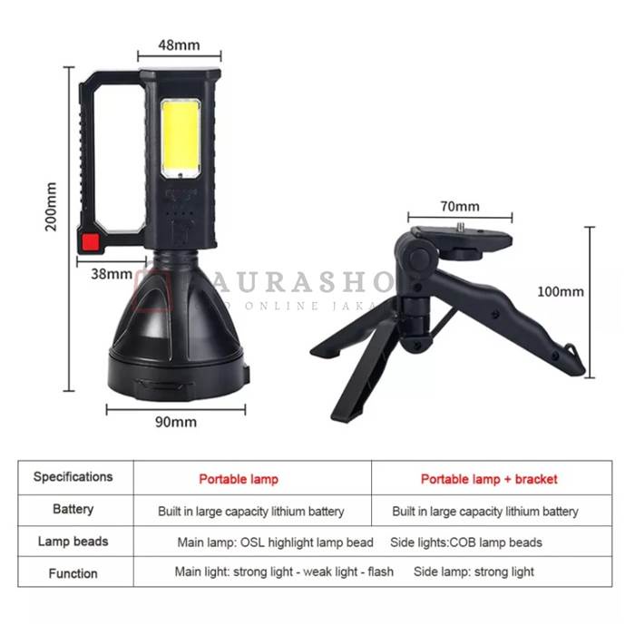 HS838 Senter LED Jarak Jauh Super Terang Tripod Waterproof IPX5