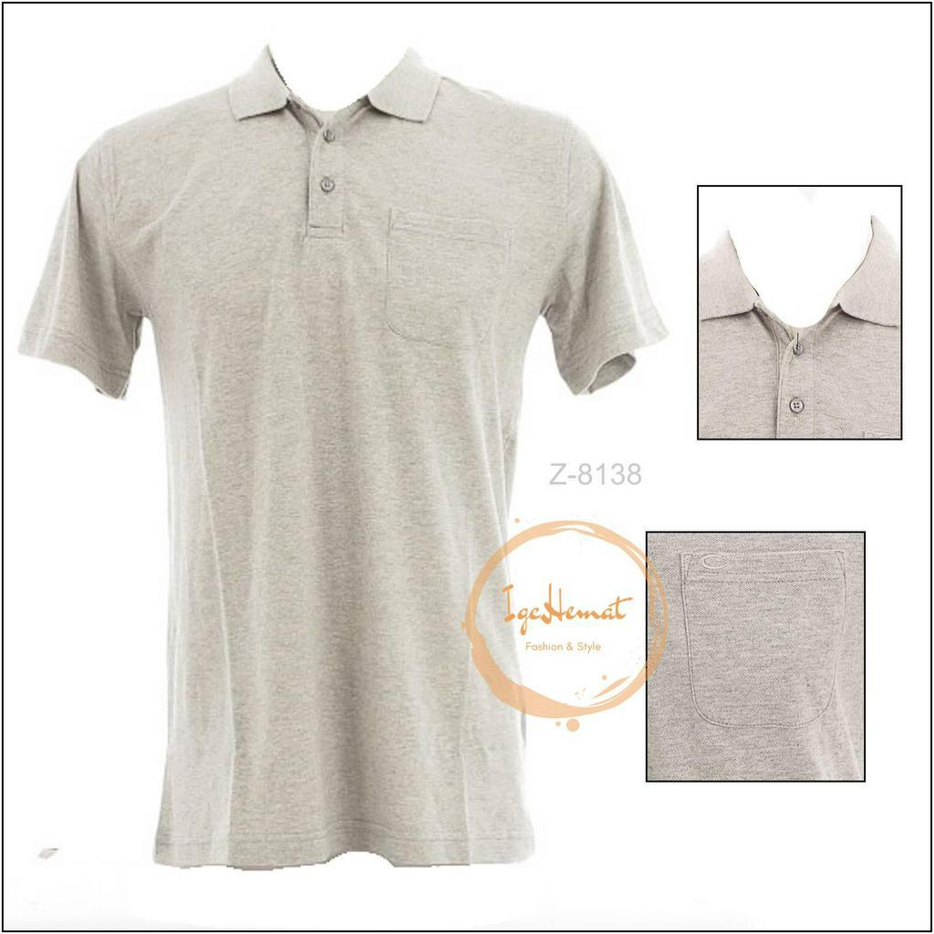 KAOS BERKERAH LAKI LAKI LENGAN PENDEK ABU-ABU CARDINAL M-XL[Z8138]